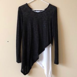 Black and white asymmetrical light sweater